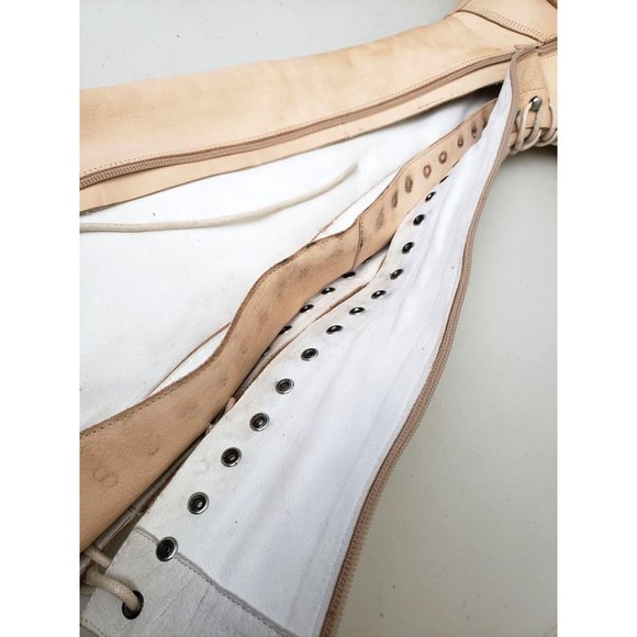 Jeffrey Campbell Haley Over The Knee Lace Up Boots Tan Leather Size 8.5 - Picture 7 of 7